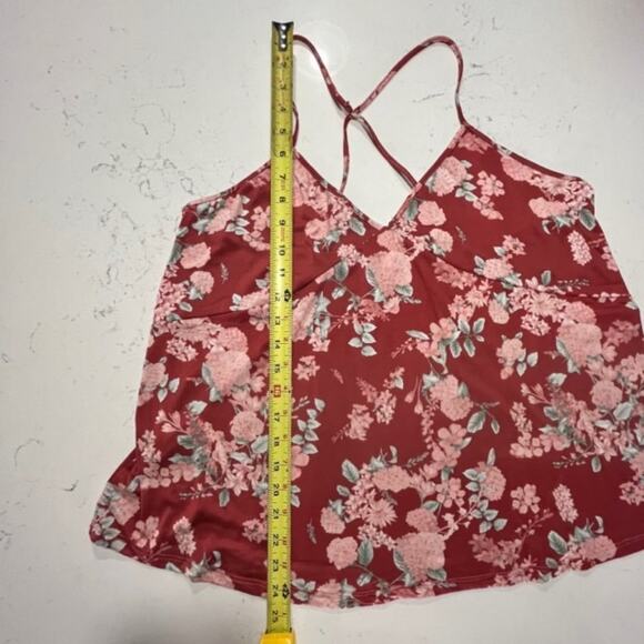 Flora Nikrooz Jacqueline Travel Set Sz L Brick Floral 3 Pc Robe Cami Shorts NEW - Picture 12 of 15